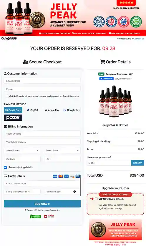 JellyPeak Accepted Payment Methods – All Major Cards, 256-Bit SSL Encrypted Secure Checkout